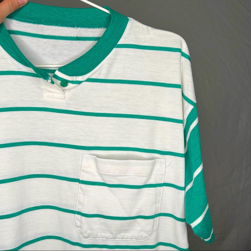 Vintage Striped Crop Contrast Henley